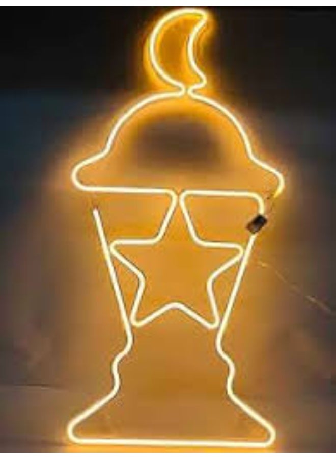 إضاءة حائط ليد رمضان على شكل فانوس ونجمة – مقاس 50 × 23 سم – ديكور رمضاني أصفر من YU WELL - Image 4